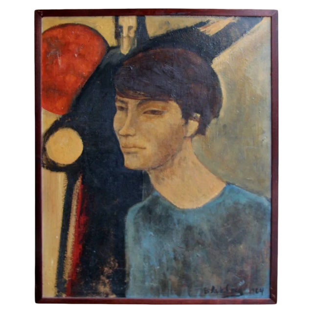 Signed 1964 Portrait Painting For Sale