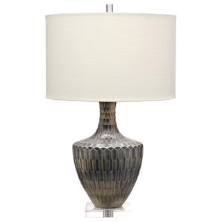 Boa Table Lamp, Indigo Etched Glass For Sale
