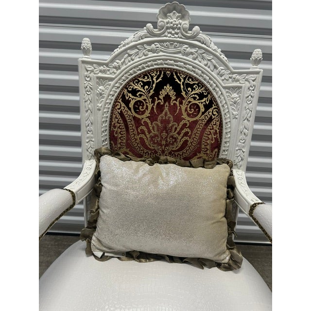 Wood Late 20th Century Caspani Tino Group Italian Carved Accent Armchair With Pillow For Sale - Image 7 of 14
