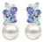 Nina Zhou Sapphire, Aquamarine and Diamond Cluster Pearl Convertible Drop Earrings in 14k Yellow Gold, a Pair For Sale