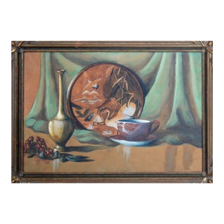 Three Cranes, Mid-Century Watercolor Still Life by Laurelda Cecille Schmidt For Sale