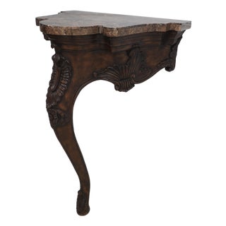 Maitland Smith Marble Top 1 Leg French Style Wall Table For Sale