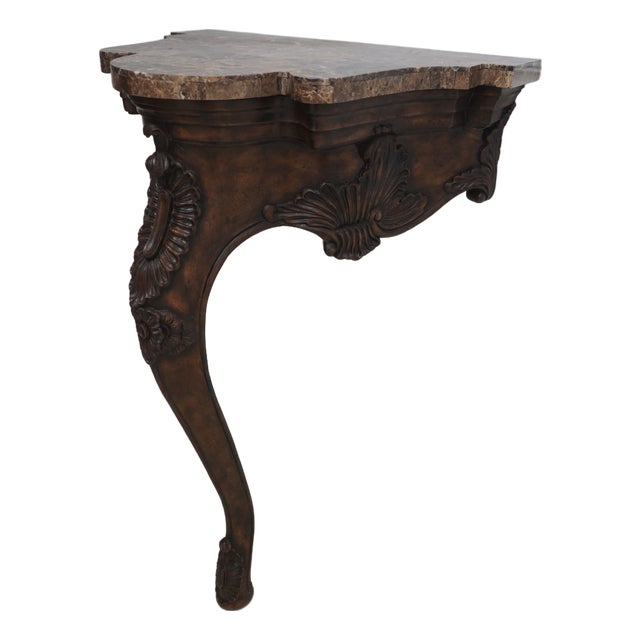 Maitland Smith Marble Top 1 Leg French Style Wall Table For Sale