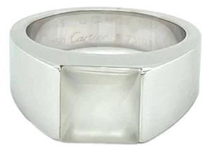 Cartier Tank Moonstone 18k White Gold Band Ring - Size 6.5