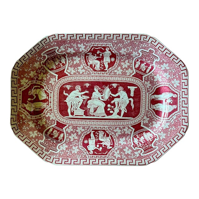 Antique Late Copeland Spode “Greek” Crimson Transferware Platter, England, c.1910–20 For Sale