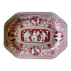 Antique Late Copeland Spode “Greek” Crimson Transferware Platter, England, c.1910–20
