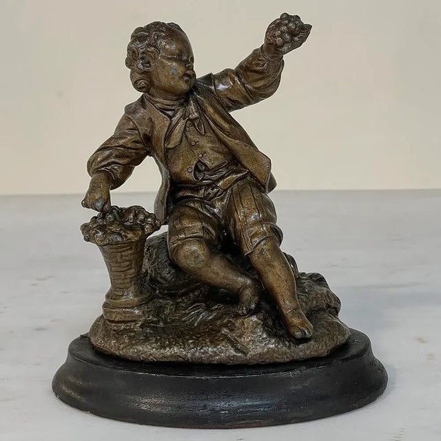 Metal 19th Century Petite Spelter Statues - Bookends - a Pair For Sale - Image 7 of 12