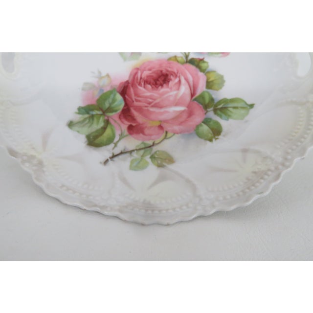 Ceramic Leuchtenburg Germany Rose Raised Design Scalloped Edge 4592b For Sale - Image 7 of 13