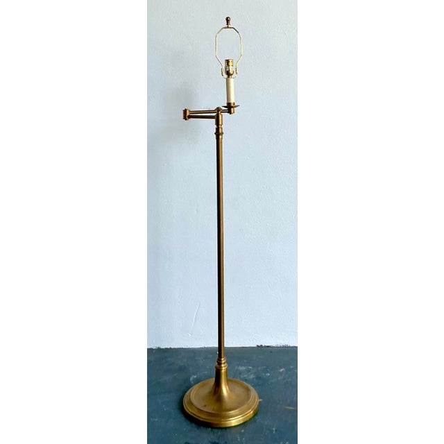 This elegant vintage Regency floor lamp is a masterful marriage of sophisticated design and industrial utility. Expertly...