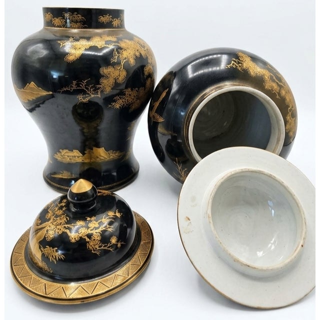 Pair of Mirror Black Chinese Ginger Jars For Sale In Los Angeles - Image 6 of 6
