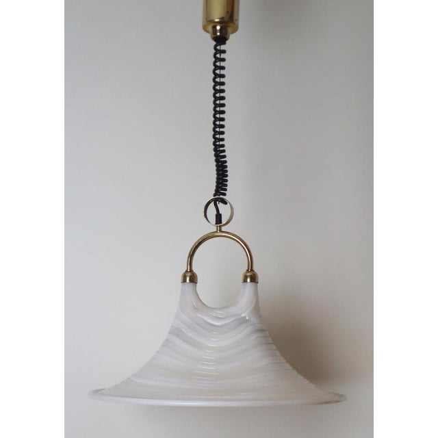 Mid-Century Modern White and Gilt Pendant Lamp with Pull Mechanism, 1970s For Sale - Image 9 of 18