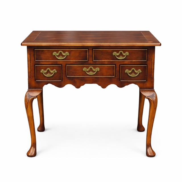 Traditional Pair of Antique Georgian Style English Walnut Lowboys For Sale - Image 3 of 5