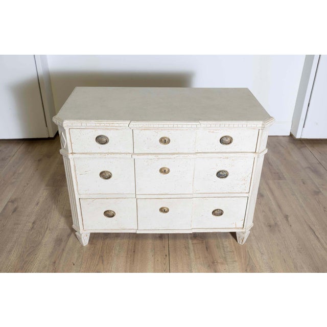 Wood Mid 20th Century Swedish Gustavian Style Painted Chest of Drawers For Sale - Image 7 of 7