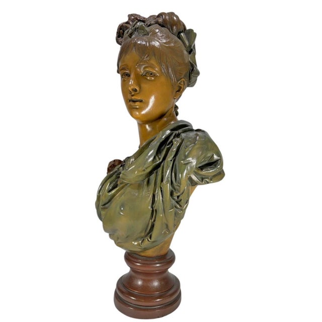 Carrier-Belleuse Patinated Plaster Female Bust For Sale - Image 4 of 7