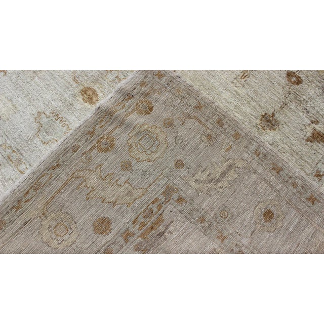 Textile Angora Oushak Turkish Rug With Classic Oushak Design in Neutral Tones and Pop of Colors For Sale - Image 7 of 10