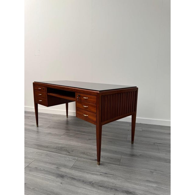 Semi-Curved Desk attributed to Paolo Buffa by Paolo Buffa, 1950s For Sale - Image 3 of 10