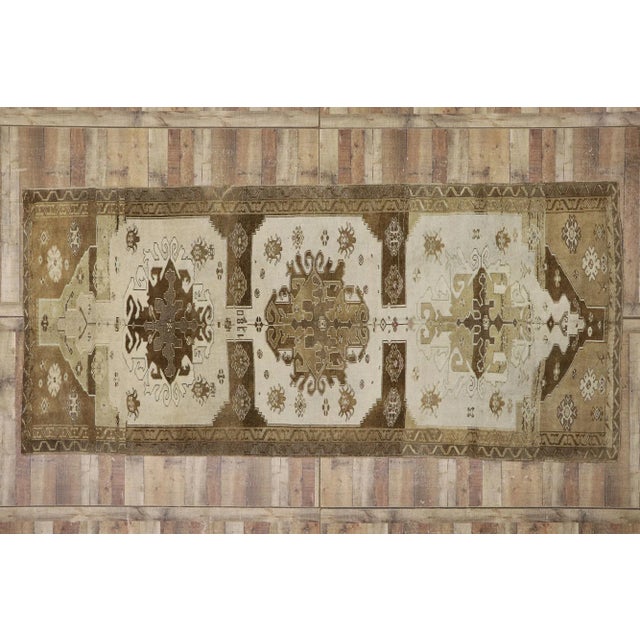 Brown Vintage Turkish Kars Gallery Rug - 05'09 X 12'08 For Sale - Image 8 of 9