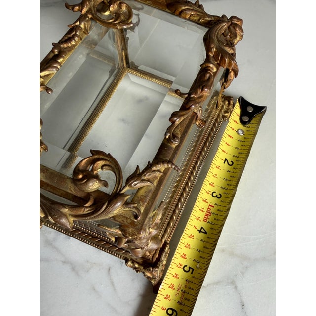 Vintage or Antique French or French Style Jewelry Casket Box With Brass/Bronze Cherub Mount 5.5"x 3.75"x3 5/8" For Sale - Image 12 of 14