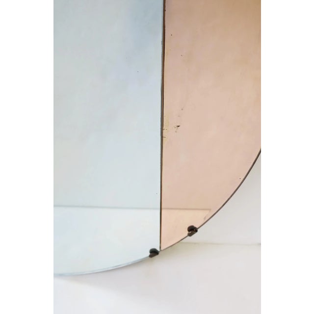 Art Deco Pink Rose Glass Round Wall Mirror, Circa 1940s For Sale - Image 9 of 12