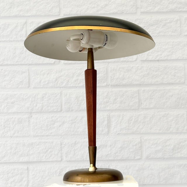 1930s Scandinavian Model 8453 Desk Lamp in Brass and Teak from Boréns, Sweden, 1930s For Sale - Image 5 of 13
