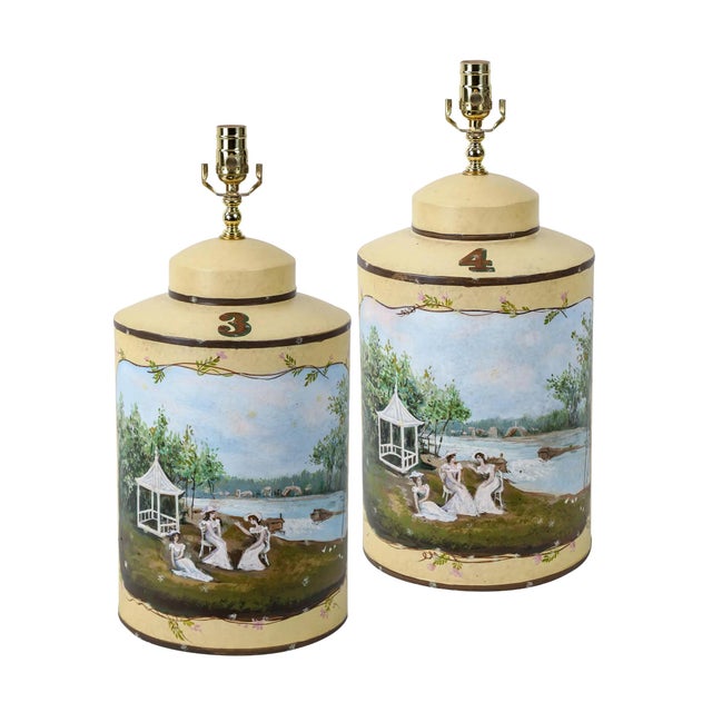 Vintage Victorian-Style Iron Tea Canister Table Lamps - Pair For Sale - Image 11 of 12