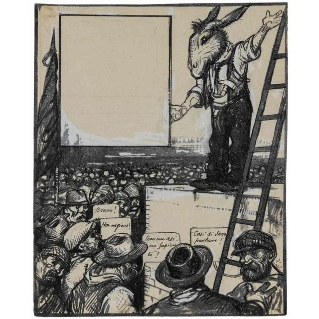 Vote for the Donkey is a modern artwork realized by Gabriele Galantara (1865-1937) in 1919. Watercolor, tempera, ink and...