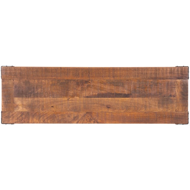 Mountain Lodge Wood & Metal 51"W Bench, Natural Wood For Sale In Chicago - Image 6 of 9