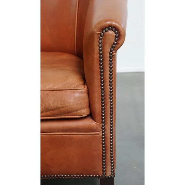 English Style Light Cognac Cowhide Club Chair For Sale - Image 9 of 15