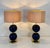 Murano Glass Lamps with Blue Spheres and Ivory Lampshades, Set of 2 For Sale - Image 6 of 9