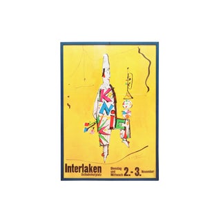 Large 1980's Framed Swiss Circus Poster For Sale