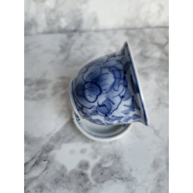 1980s Blue and White Flowers Porcelain Planter For Sale - Image 4 of 13