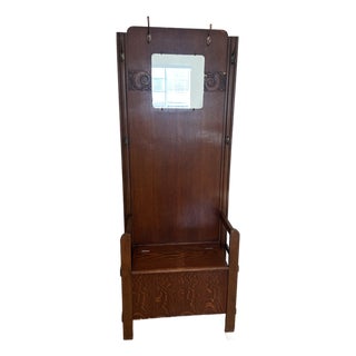 Antique Harris Lebus Quarter-Sawn Oak Hall Tree - Restored For Sale