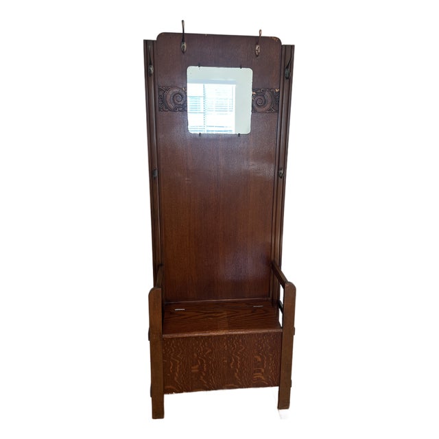 Antique Harris Lebus Quarter-Sawn Oak Hall Tree - Restored For Sale