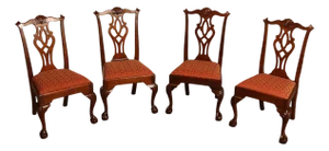 Stickley Chippendale Style Set of Four Mahogany Dining Chairs