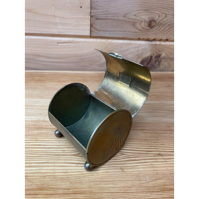 Brass Antique Brass Cylinder Vanity Box With Ball Feet, c.1900 For Sale - Image 8 of 10