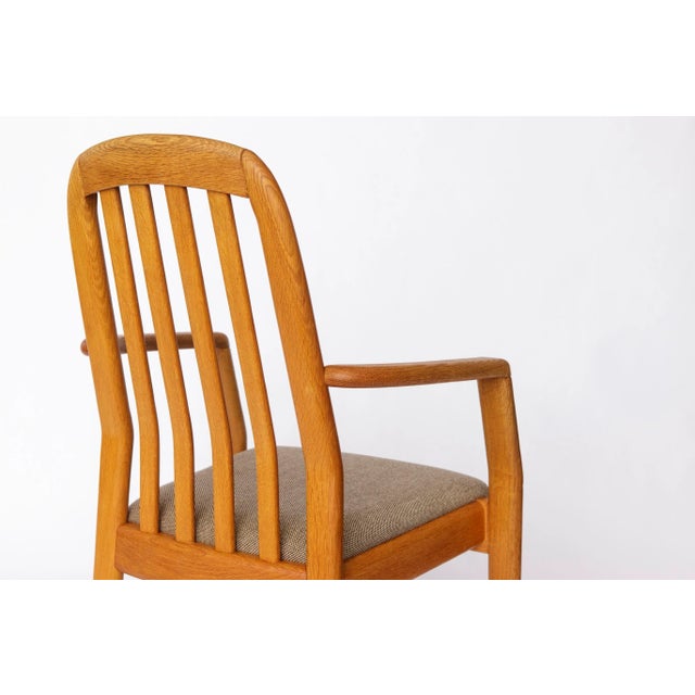 Wood Mid-Century Modern Dining Armchair in Oak and Light Grey Upholstery from Dyrlund, Denmark, 1970s For Sale - Image 7 of 11