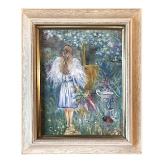 Young Girl Portrait Acrylic on Canvas Painting Signed Kimberly Van Rossum For Sale