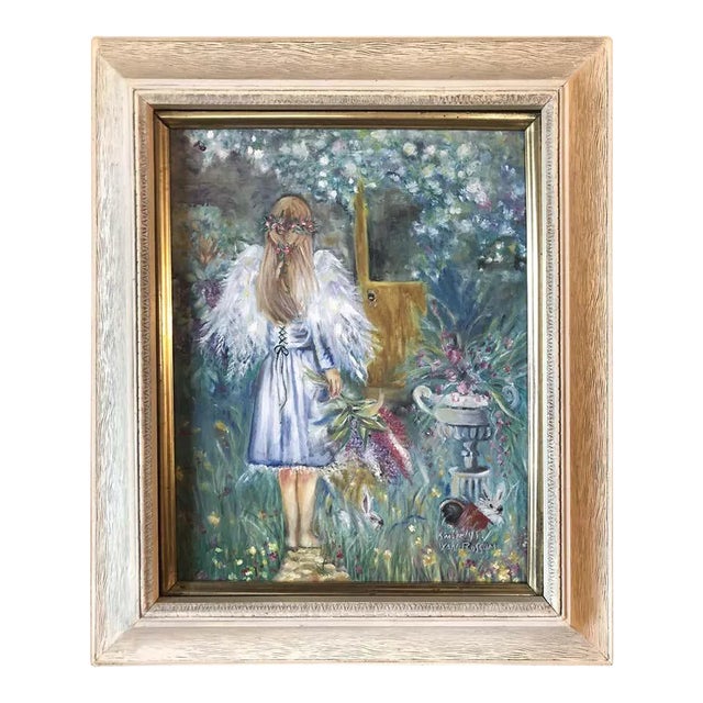 Young Girl Portrait Acrylic on Canvas Painting Signed Kimberly Van Rossum For Sale