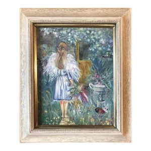 Young Girl Portrait Acrylic on Canvas Painting Signed Kimberly Van Rossum