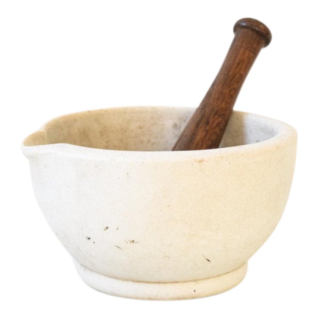 Large Antique Pharmacist Apothecary Stoneware Mortar And Pestle Chairish