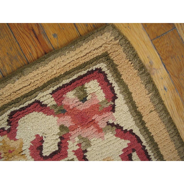 1950s Yellow Saffron Floral Vintage Savonnerie Rug 4'0" X 16'0" Handknotted Wool Carpet For Sale In New York - Image 6 of 6