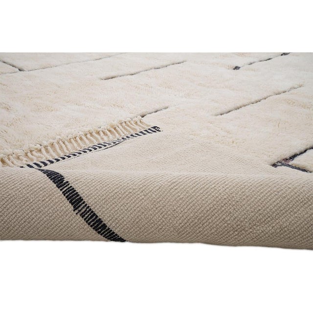 Minimalist Sketch Line Hand-Knotted Wool Rug | 12'1" X 8'6" | One of a Kind For Sale - Image 10 of 12