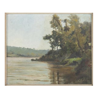 Alberto Silva, River Landscape, 1920s, Oil Painting For Sale