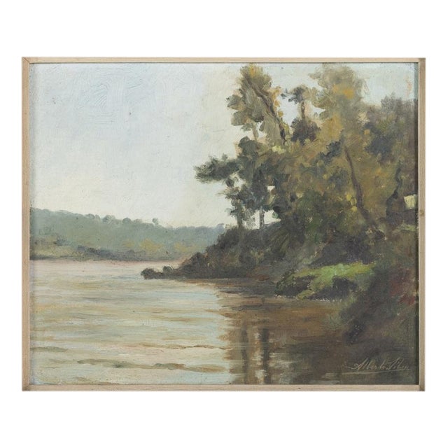 Alberto Silva, River Landscape, 1920s, Oil Painting For Sale