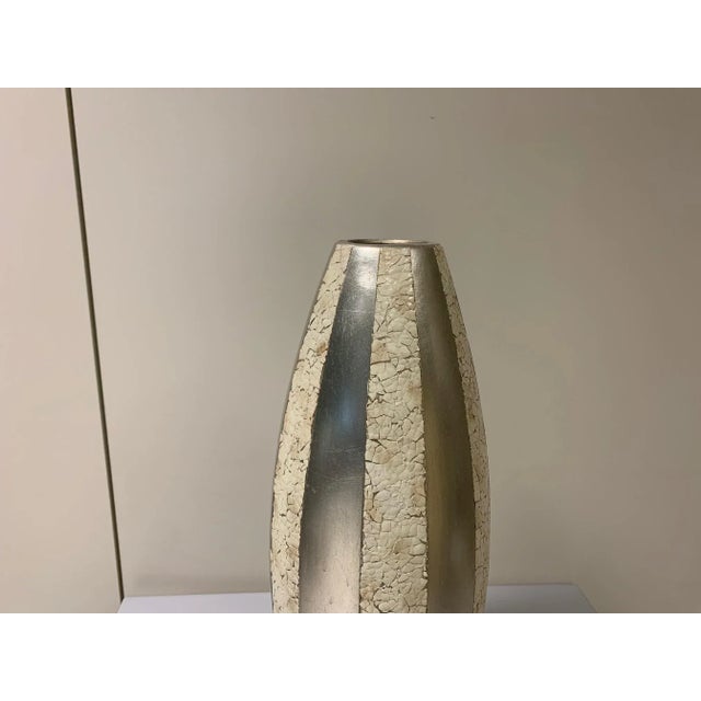 Large Vase with Natural Eggshell Inserts and Silver Leaf, 1950s For Sale - Image 4 of 10
