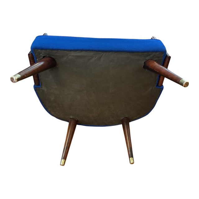 Wood Bright Blue Mid Century Lounge Chair For Sale - Image 7 of 7