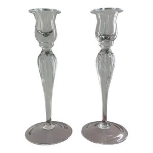 Krosno Glass Tall Candle Holders - a Pair
