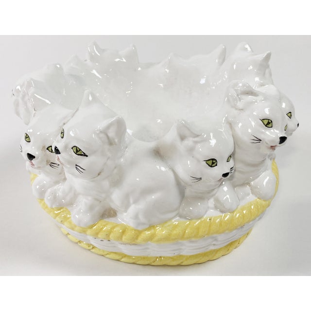 Figurative Vintage Italian Ceramic Ring of Kittens Bowl For Sale - Image 3 of 7