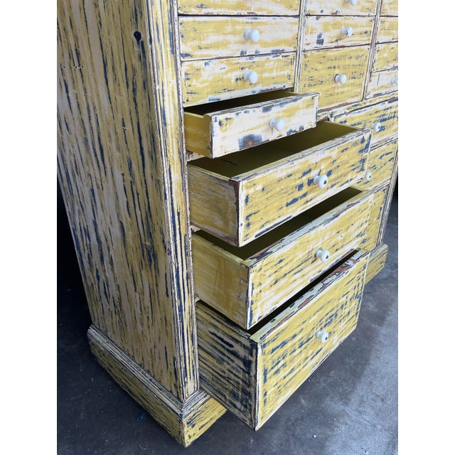 Antique Dry Scraped Painted Mahogany Apothecary Cabinet For Sale - Image 10 of 11