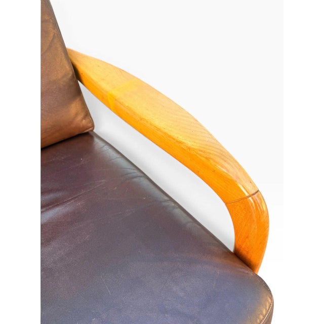 Pair of Danish Modern Leather Lounge Chairs | Sculpted Maple Frames | Brown Leather With Tufted Backs | C. 1960s For Sale - Image 18 of 18